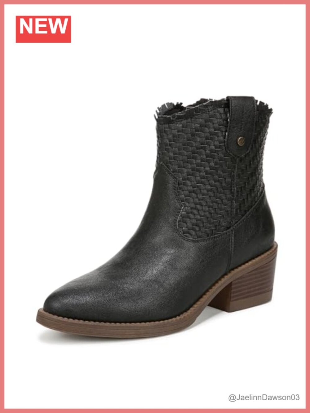 Western Ankle Bootie Faux Leather Pointed Toe Block Heel Zip